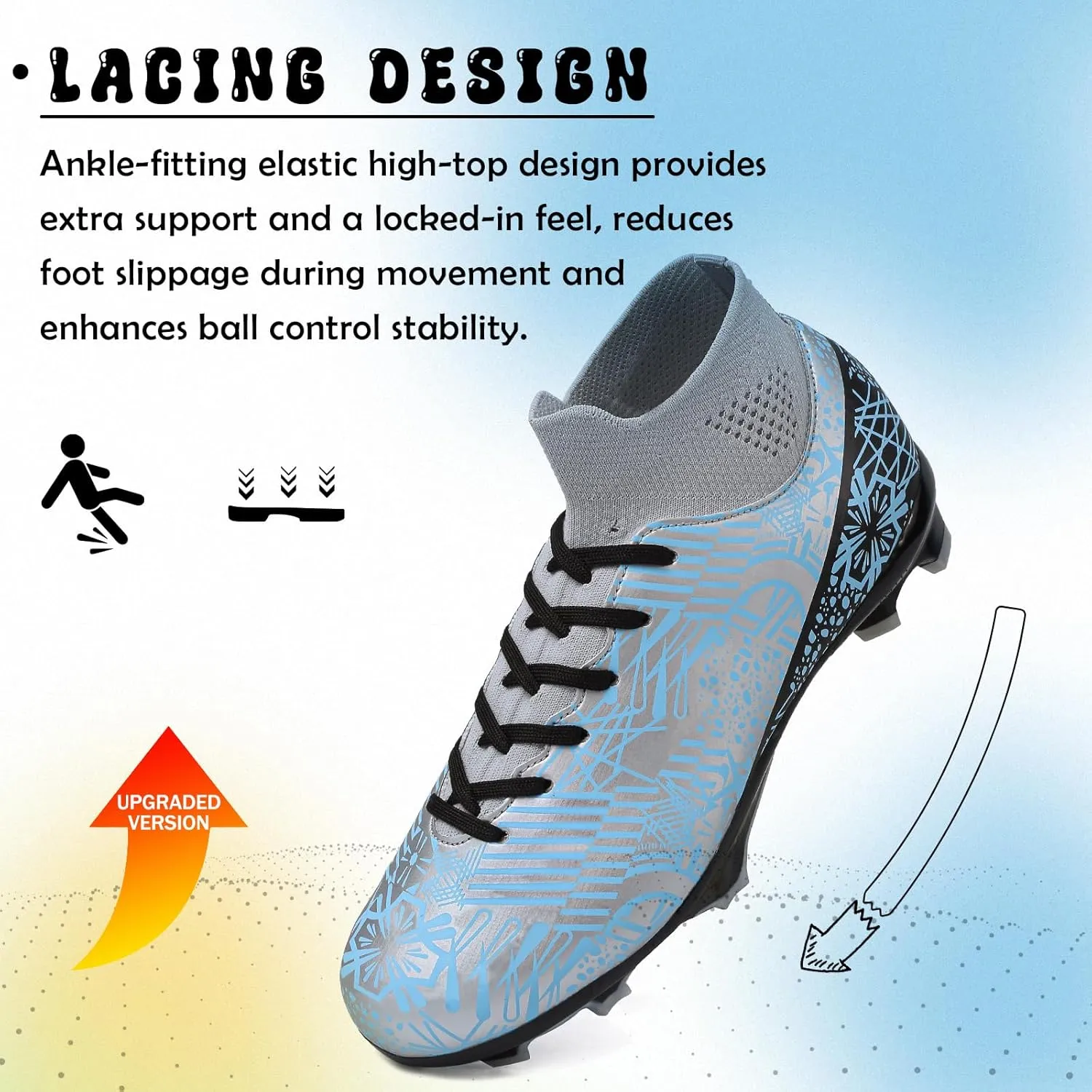 Kids Soccer Cleats Boys Girls Football Cleats Turf Soccer Shoes AG/FG