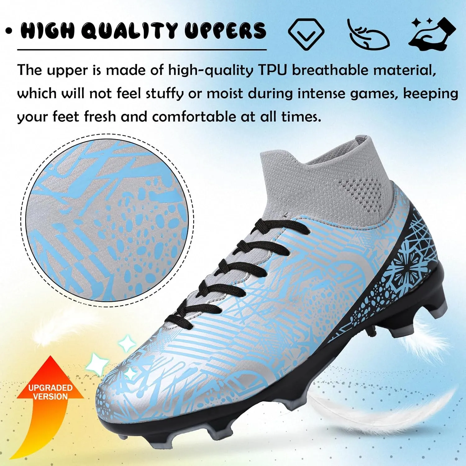 Kids Soccer Cleats Boys Girls Football Cleats Turf Soccer Shoes AG/FG