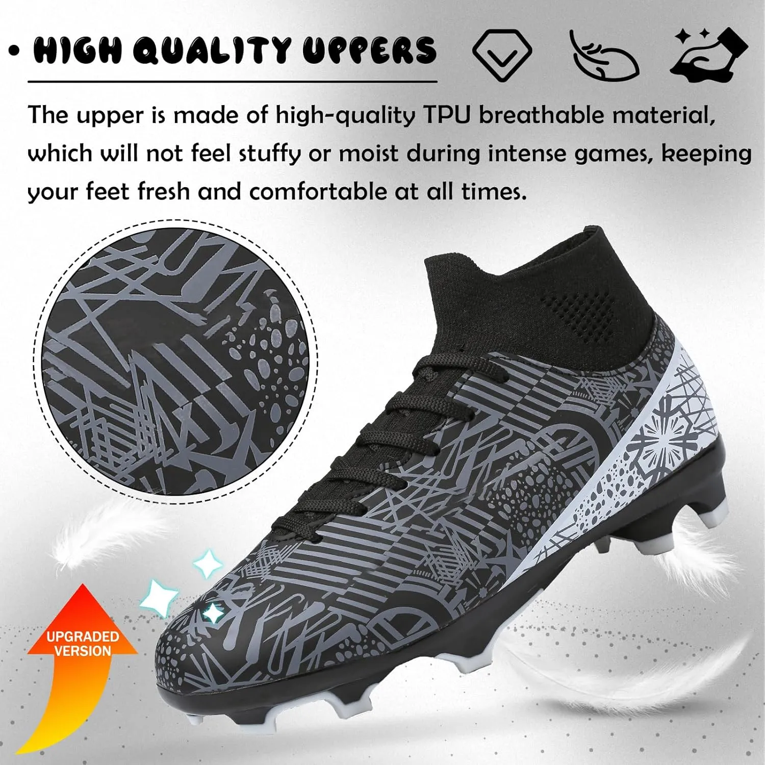 Kids Soccer Cleats Boys Girls Football Cleats Turf Soccer Shoes AG/FG