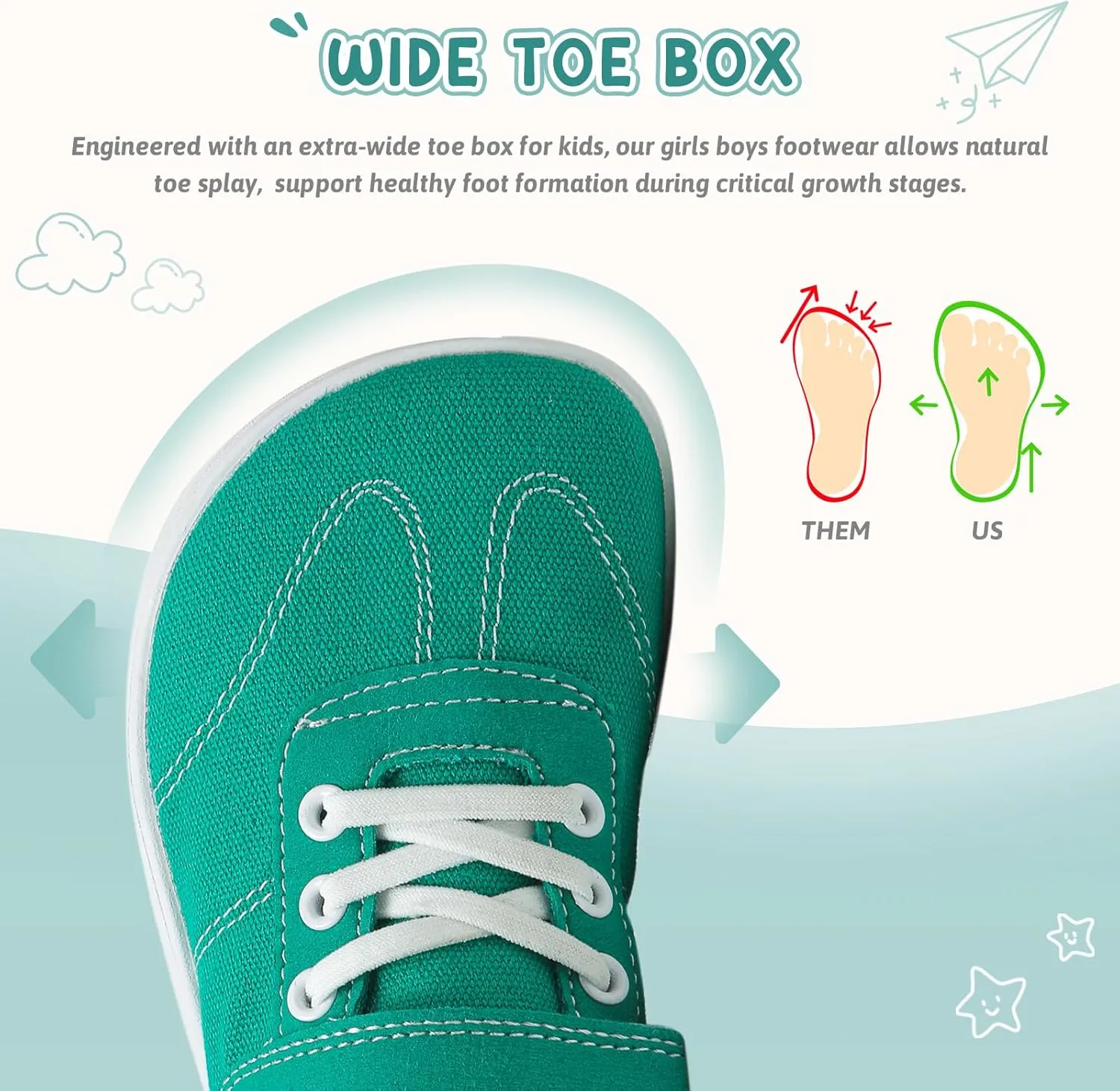 Kids Wide Toe Box Barefoot Shoes Breathable Comfy Summer Canvas Sneakers | Toddler Boys/Girls Zero Drop Minimalist Outdoor Activities Walking Running Shoe