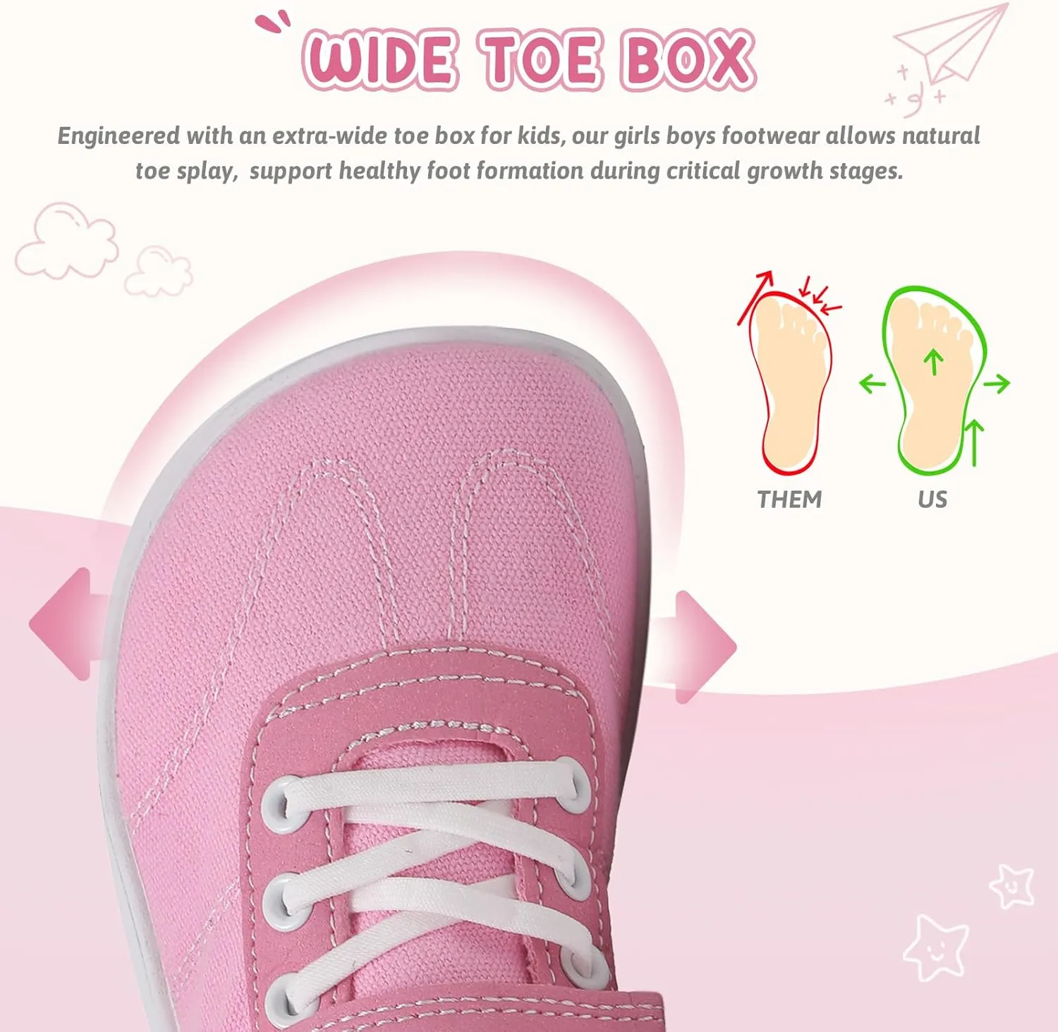 Kids Wide Toe Box Barefoot Shoes Breathable Comfy Summer Canvas Sneakers | Toddler Boys/Girls Zero Drop Minimalist Outdoor Activities Walking Running Shoe