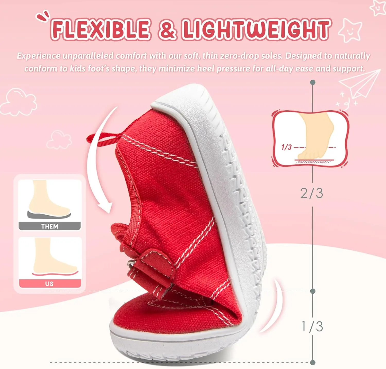 Kids Wide Toe Box Barefoot Shoes Breathable Comfy Summer Canvas Sneakers | Toddler Boys/Girls Zero Drop Minimalist Outdoor Activities Walking Running Shoe