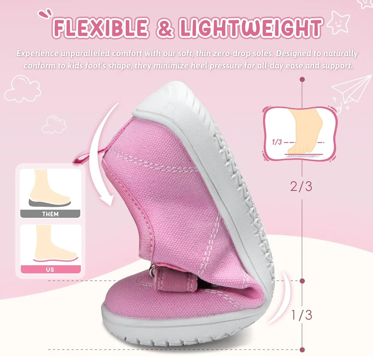 Kids Wide Toe Box Barefoot Shoes Breathable Comfy Summer Canvas Sneakers | Toddler Boys/Girls Zero Drop Minimalist Outdoor Activities Walking Running Shoe