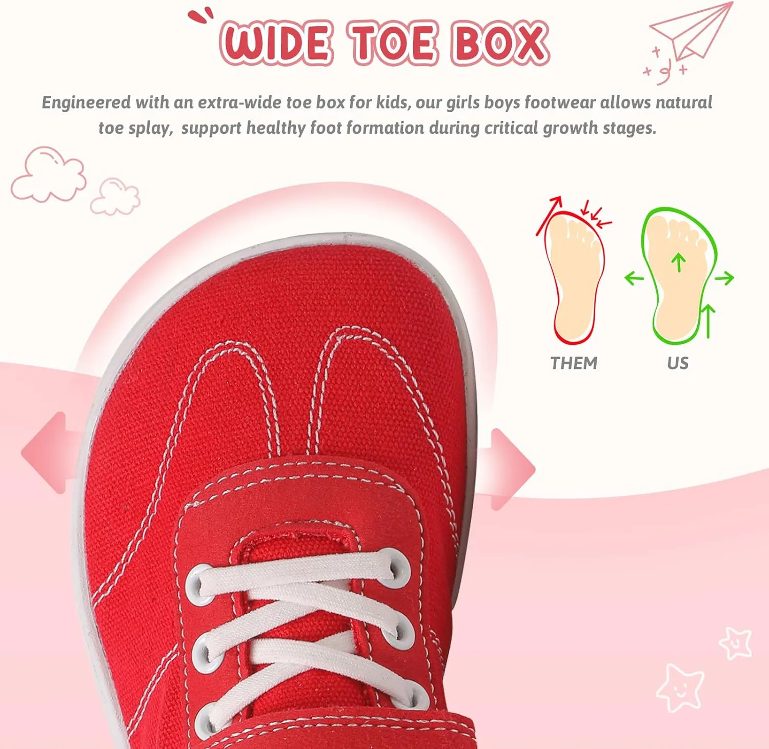 Kids Wide Toe Box Barefoot Shoes Breathable Comfy Summer Canvas Sneakers | Toddler Boys/Girls Zero Drop Minimalist Outdoor Activities Walking Running Shoe