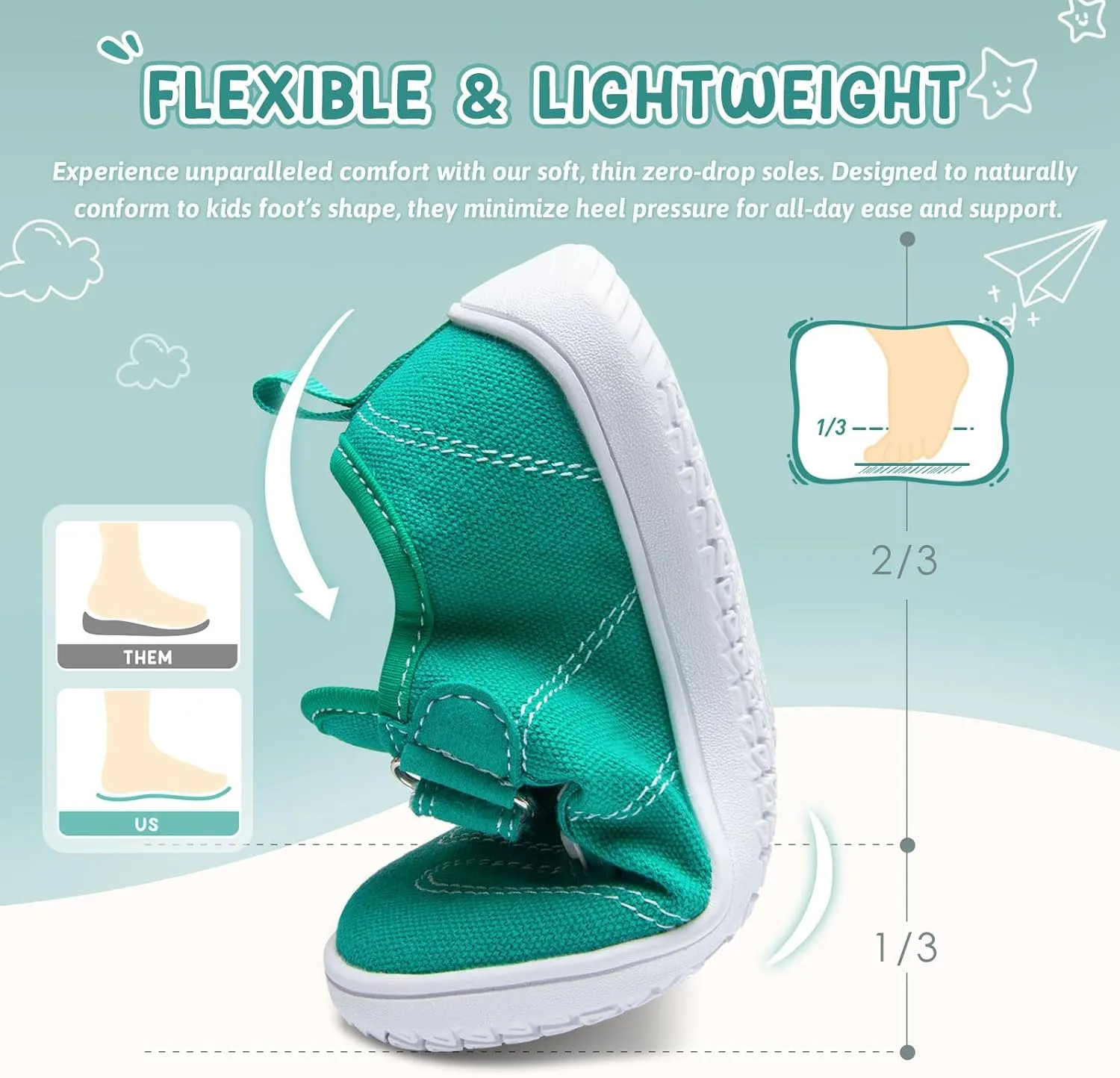 Kids Wide Toe Box Barefoot Shoes Breathable Comfy Summer Canvas Sneakers | Toddler Boys/Girls Zero Drop Minimalist Outdoor Activities Walking Running Shoe
