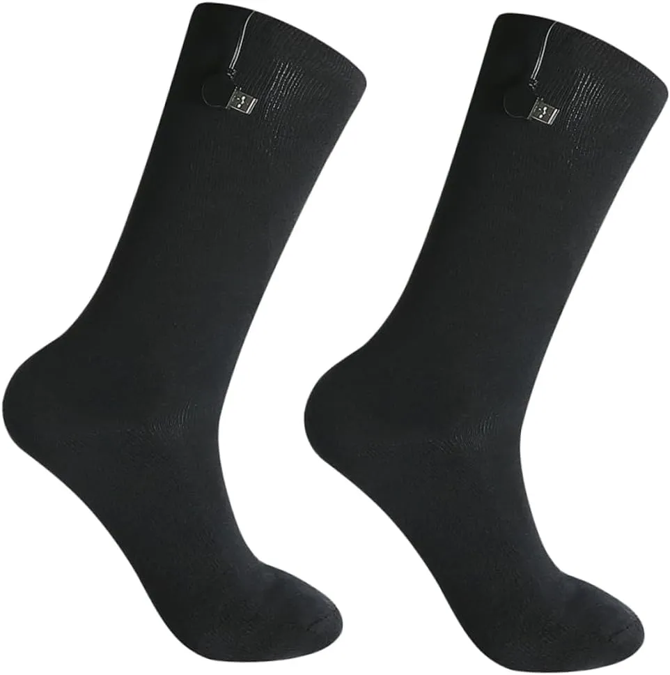 Kisangel 1 Pair Rechargeable Heating Socks for Men Carbon Fabric Control Warm Ski Boots Washable for Winter