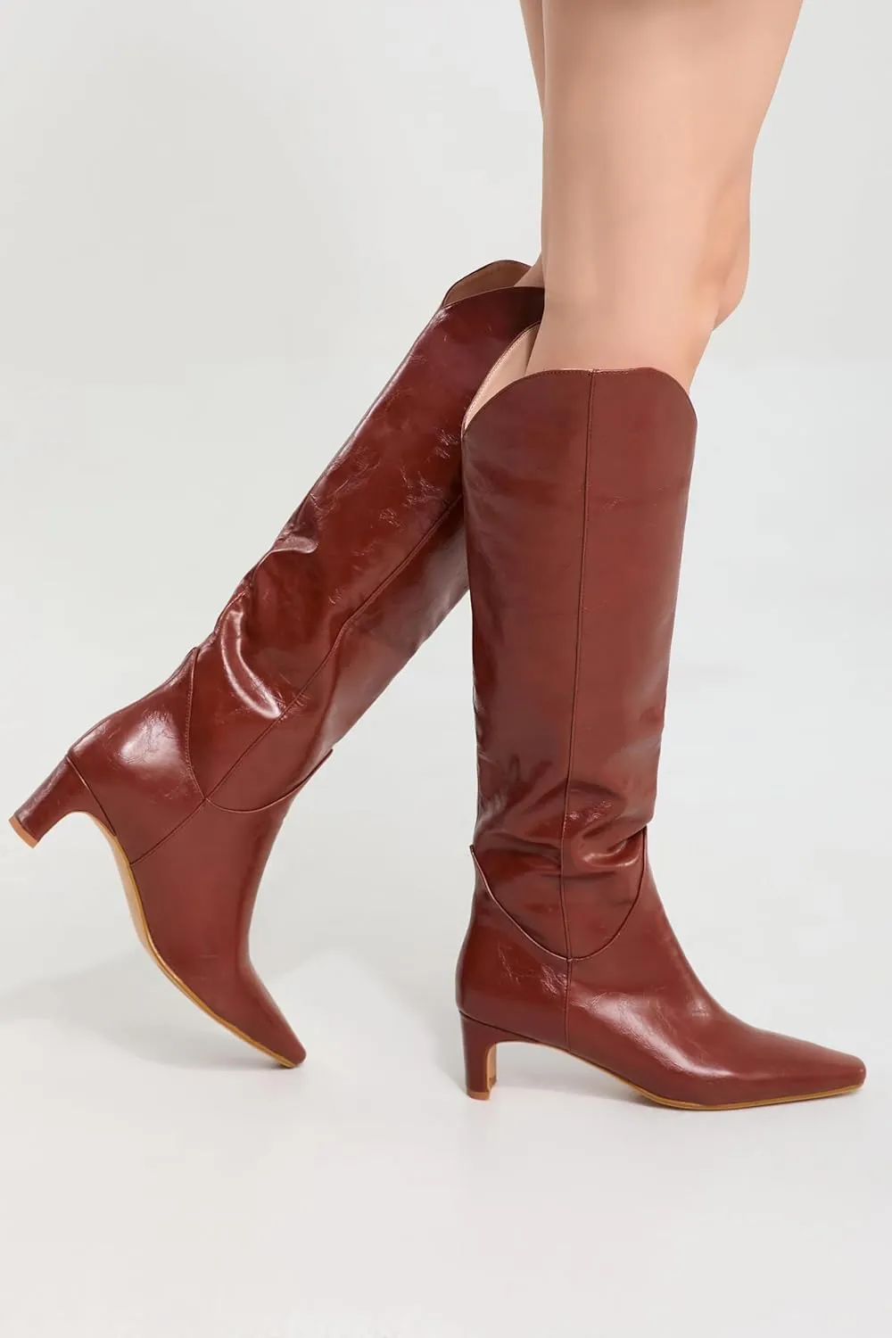 Knee High Boots for Women Square Toe and 2 IN Block Low Heel Boots Womens Fashion Long Boots