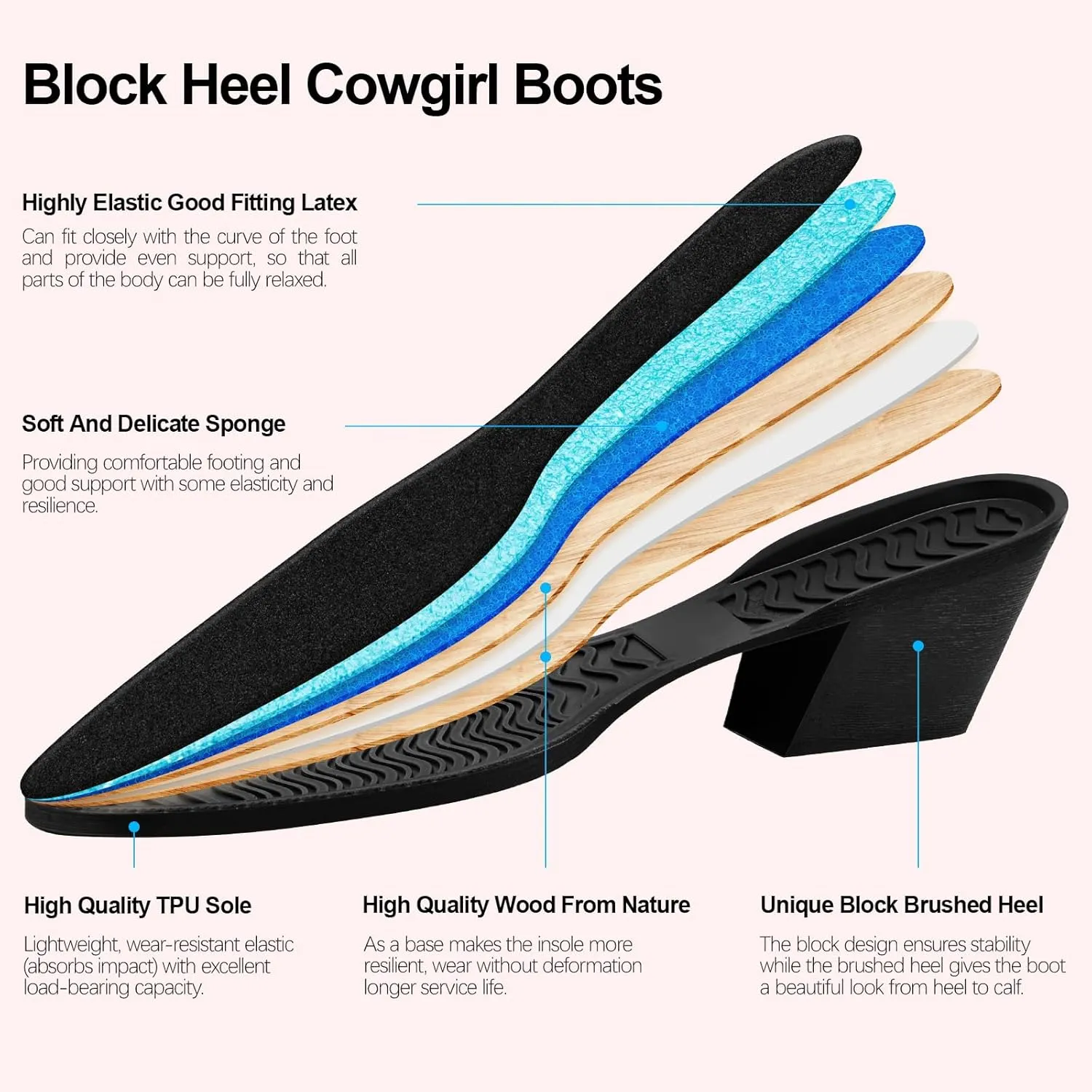 Knee High Embroidered Cowboy Boots Women Wide Calf Boots With Half Zip Western Pointed Toe Cowgirl Boots For Lady Size 6-11