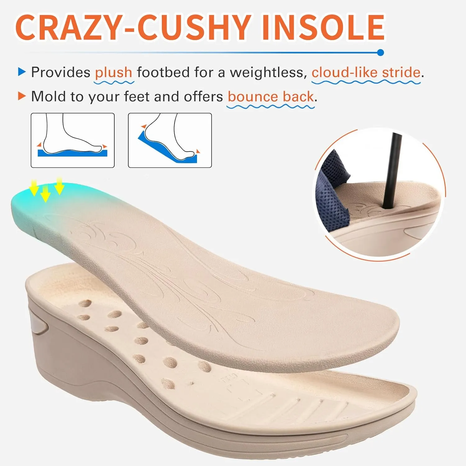 KOIMED Women's Comfortable Platform Walking Sandals With Memory Foam Open Toe Lightweight Breathable Soft Mesh Washable For Summer Travel Casual Beach Outdoor Sport