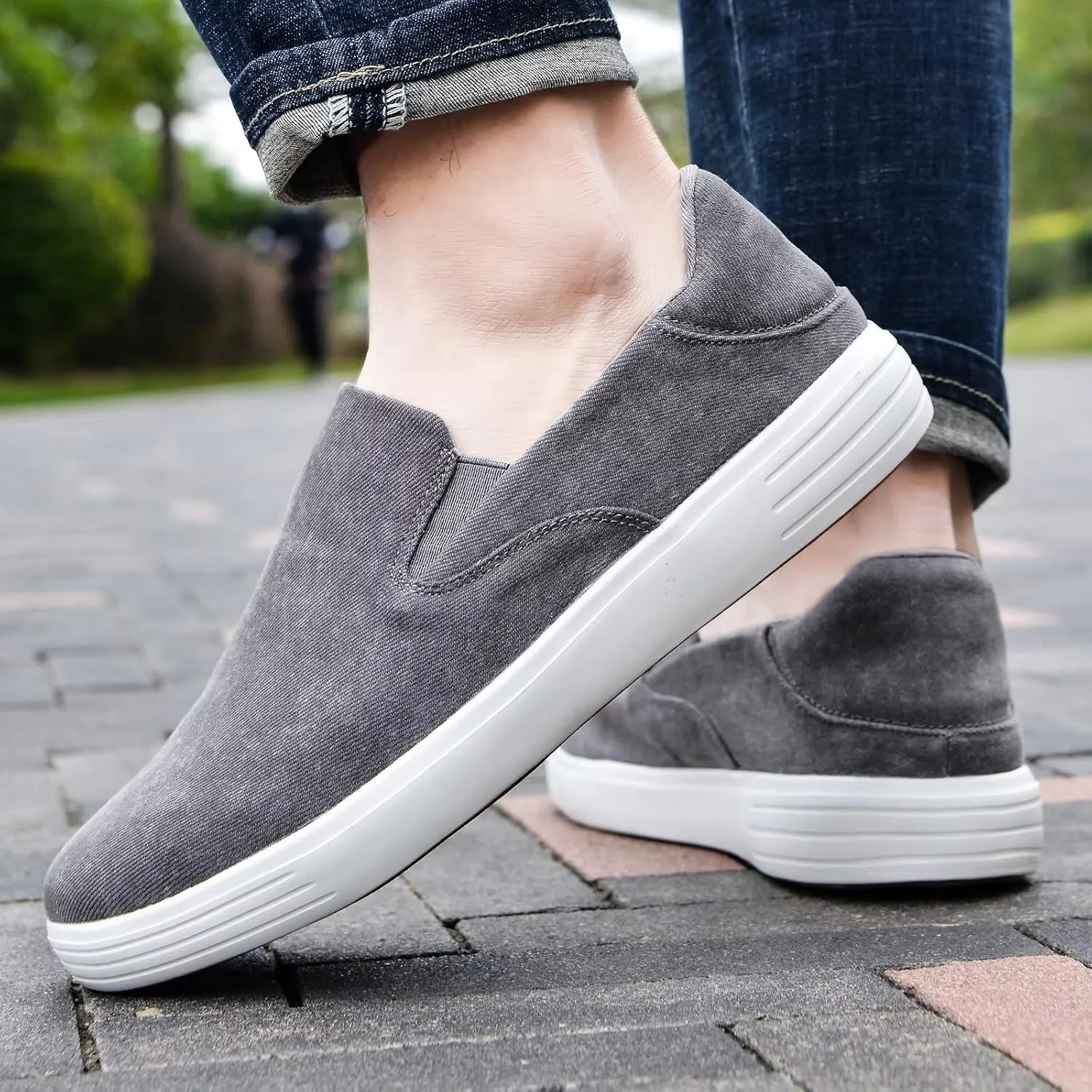 konhill Slip on Sneaker for Men- Casual Knit Boat Loafers Walking Shoes Driving Work Memory Skate Foam Shoes