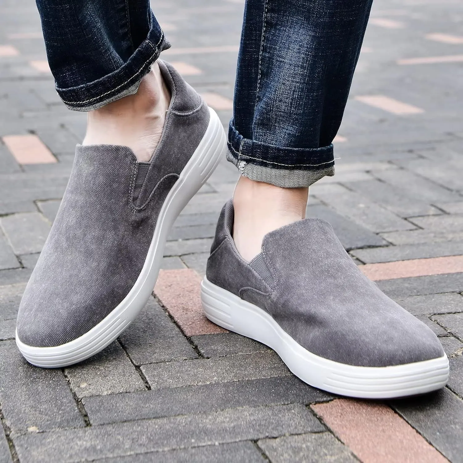 konhill Slip on Sneaker for Men- Casual Knit Boat Loafers Walking Shoes Driving Work Memory Skate Foam Shoes