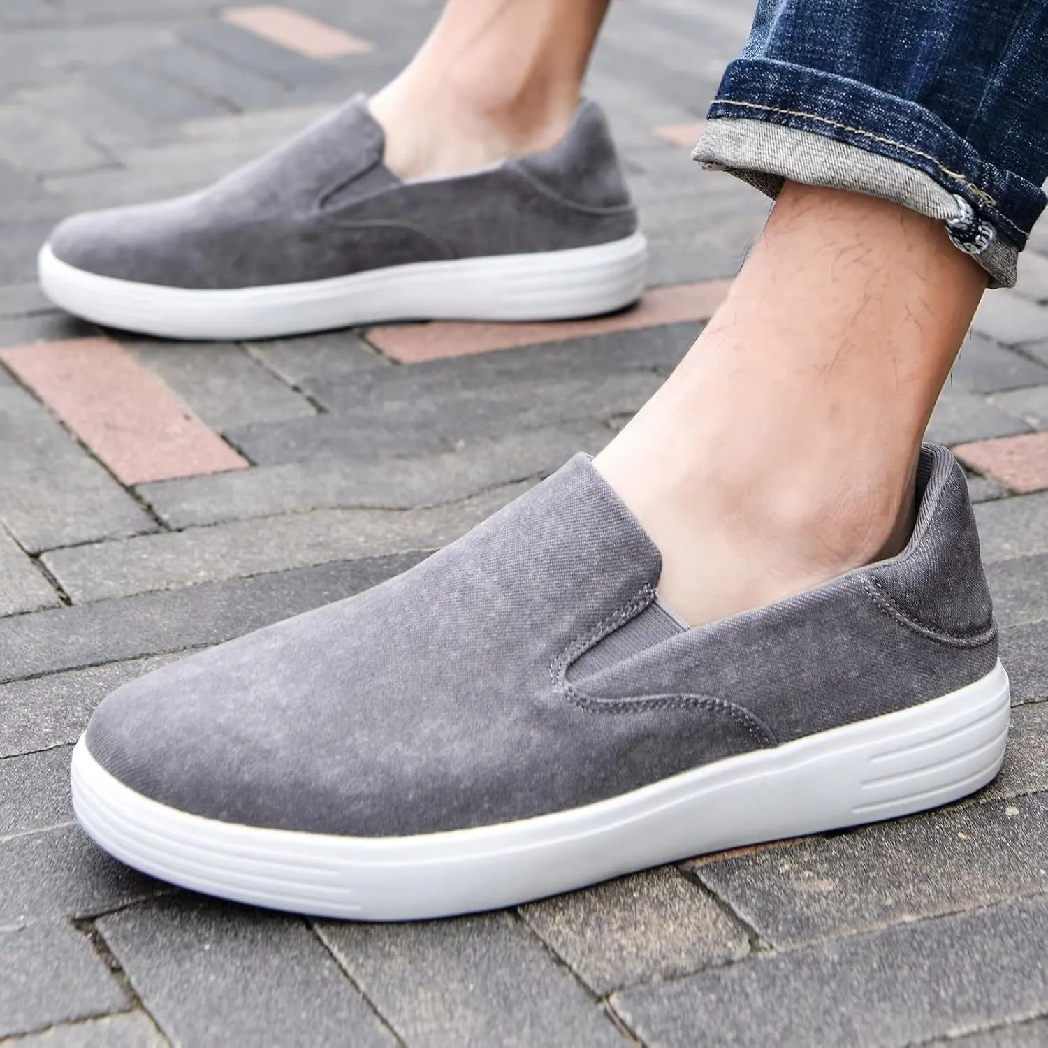 konhill Slip on Sneaker for Men- Casual Knit Boat Loafers Walking Shoes Driving Work Memory Skate Foam Shoes