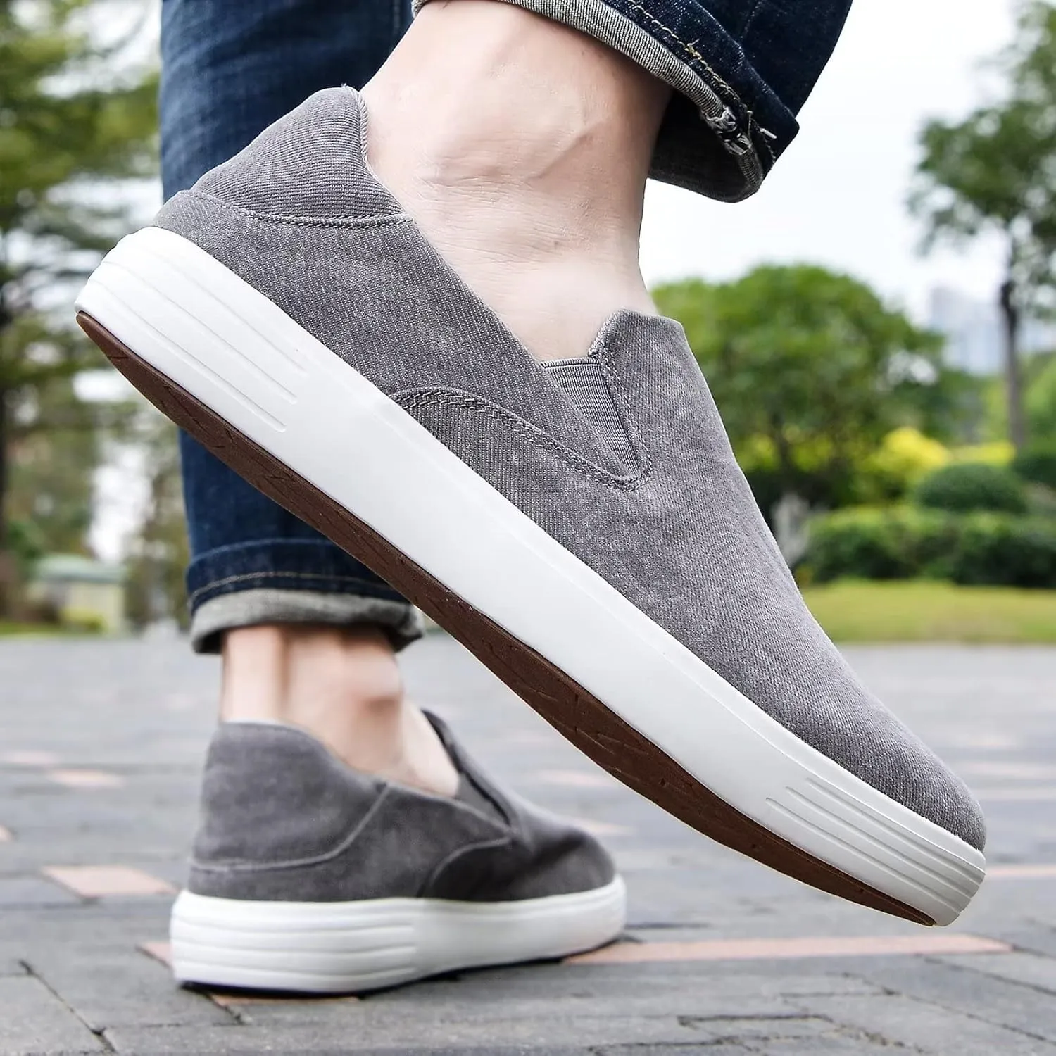 konhill Slip on Sneaker for Men- Casual Knit Boat Loafers Walking Shoes Driving Work Memory Skate Foam Shoes