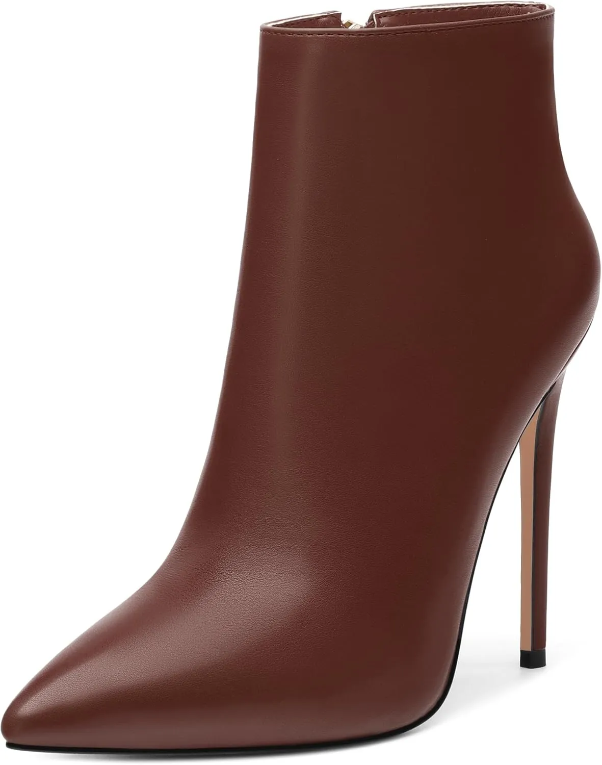 KUOARN Heeled Ankle Boots for Women Pointed Toe Stiletto High Heel 4.7 Inch Booties with Zipper Sexy Evening Party Dating Fall Shoes