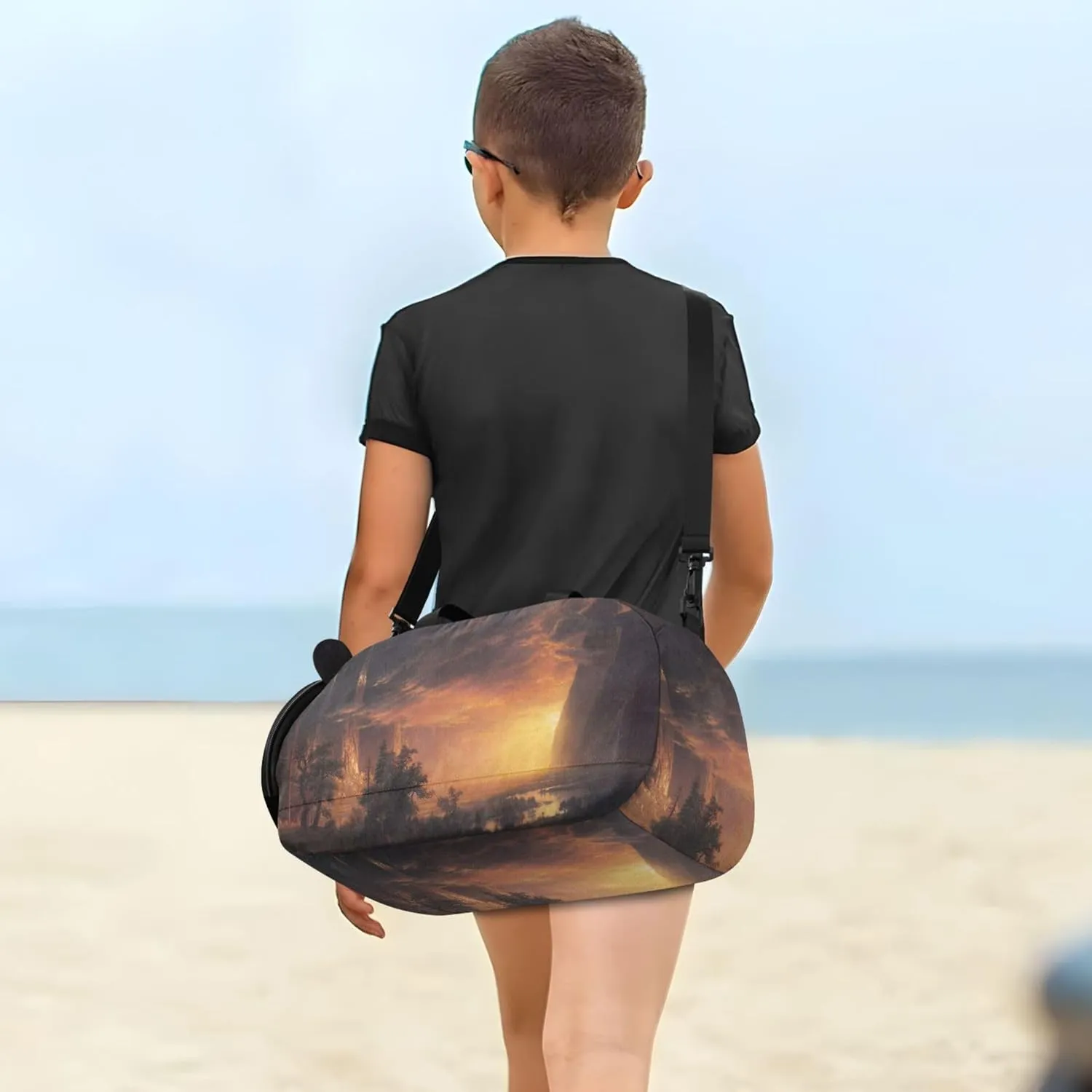 Landscape Bierstadt Albert Sunset Yosemite Valley Girls Tote Duffle Bags Travel Weekend Duffel Overnight Carry on Duffel Bag Boys Dance Kids Luggage