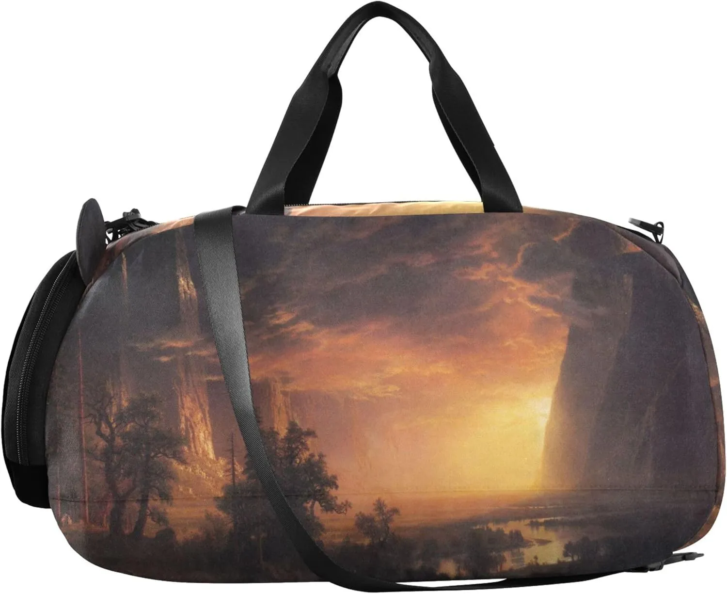 Landscape Bierstadt Albert Sunset Yosemite Valley Girls Tote Duffle Bags Travel Weekend Duffel Overnight Carry on Duffel Bag Boys Dance Kids Luggage