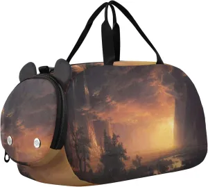 Landscape Bierstadt Albert Sunset Yosemite Valley Girls Tote Duffle Bags Travel Weekend Duffel Overnight Carry on Duffel Bag Boys Dance Kids Luggage