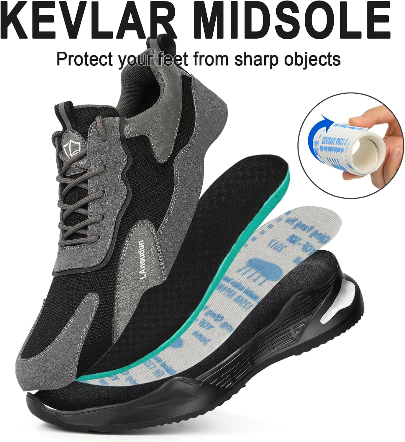 LAoutun Steel Toe Shoes for Men Women Comfortable Lightweight Work Safety Shoes for Men Women Puncture Proof Indestructible Sneakers Construction Work Utility Sneakers