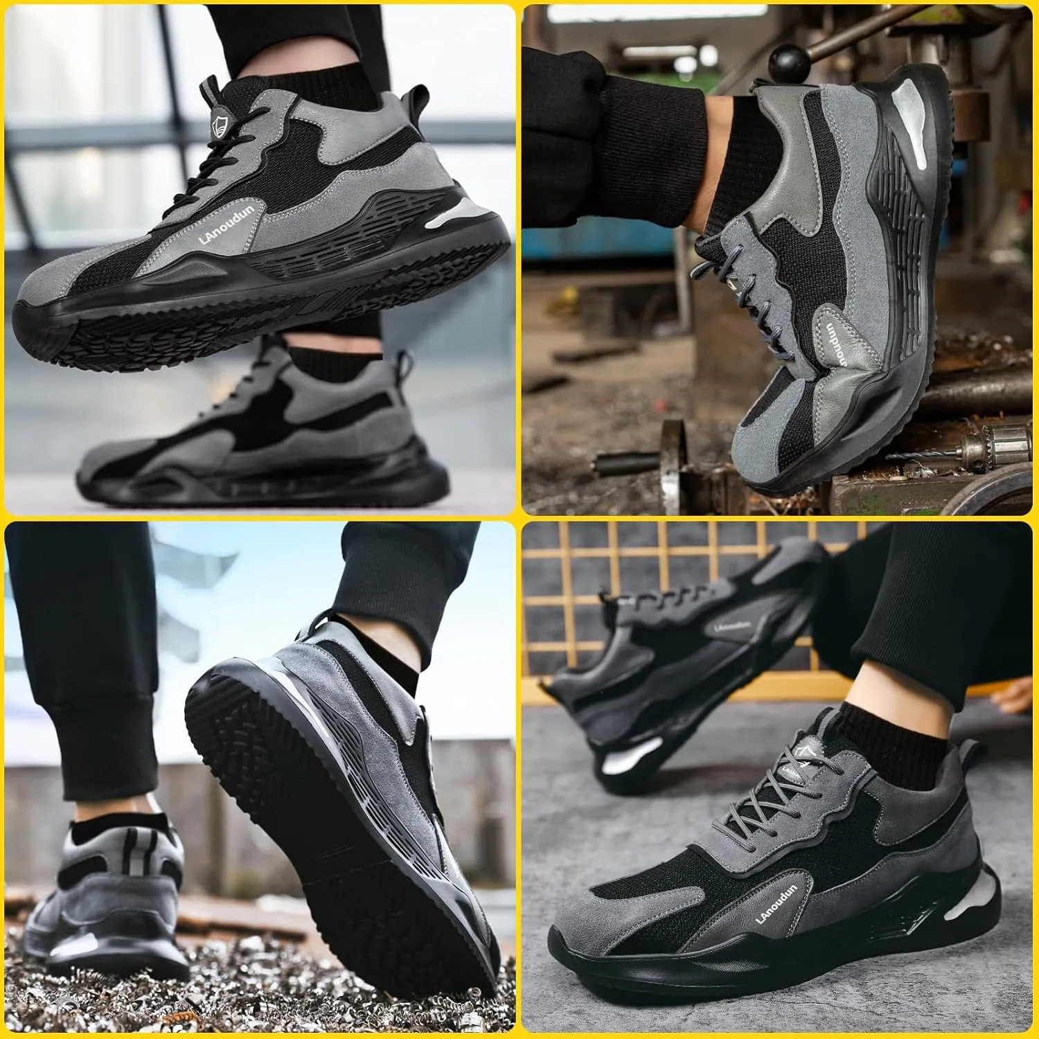 LAoutun Steel Toe Shoes for Men Women Comfortable Lightweight Work Safety Shoes for Men Women Puncture Proof Indestructible Sneakers Construction Work Utility Sneakers