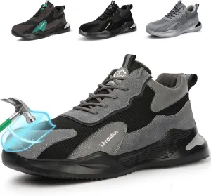 LAoutun Steel Toe Shoes for Men Women Comfortable Lightweight Work Safety Shoes for Men Women Puncture Proof Indestructible Sneakers Construction Work Utility Sneakers