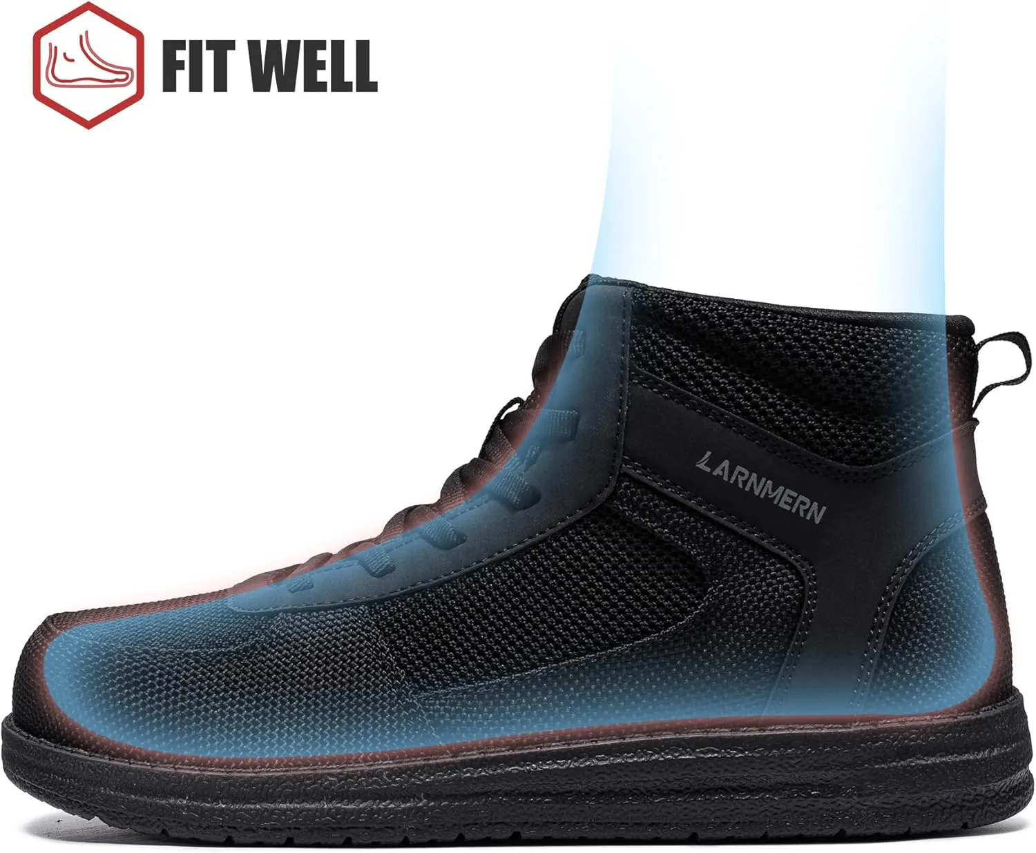 LARNMERN Steel Toe Boots Men, Non Slip Work Puncture Proof Safety Boot, Industrial Construction Comfortable Outdoor Hiking Military Tactical Shoes