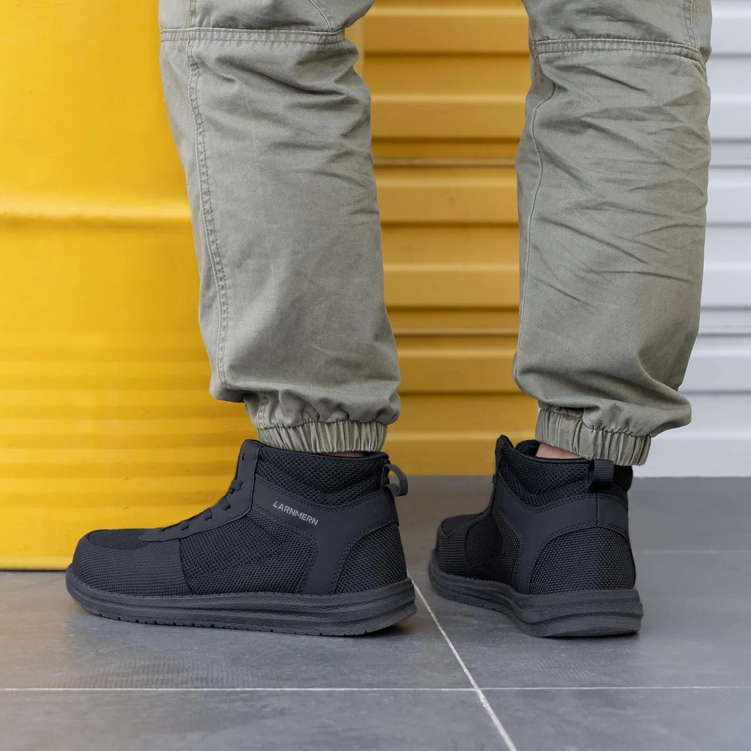 LARNMERN Steel Toe Boots Men, Non Slip Work Puncture Proof Safety Boot, Industrial Construction Comfortable Outdoor Hiking Military Tactical Shoes