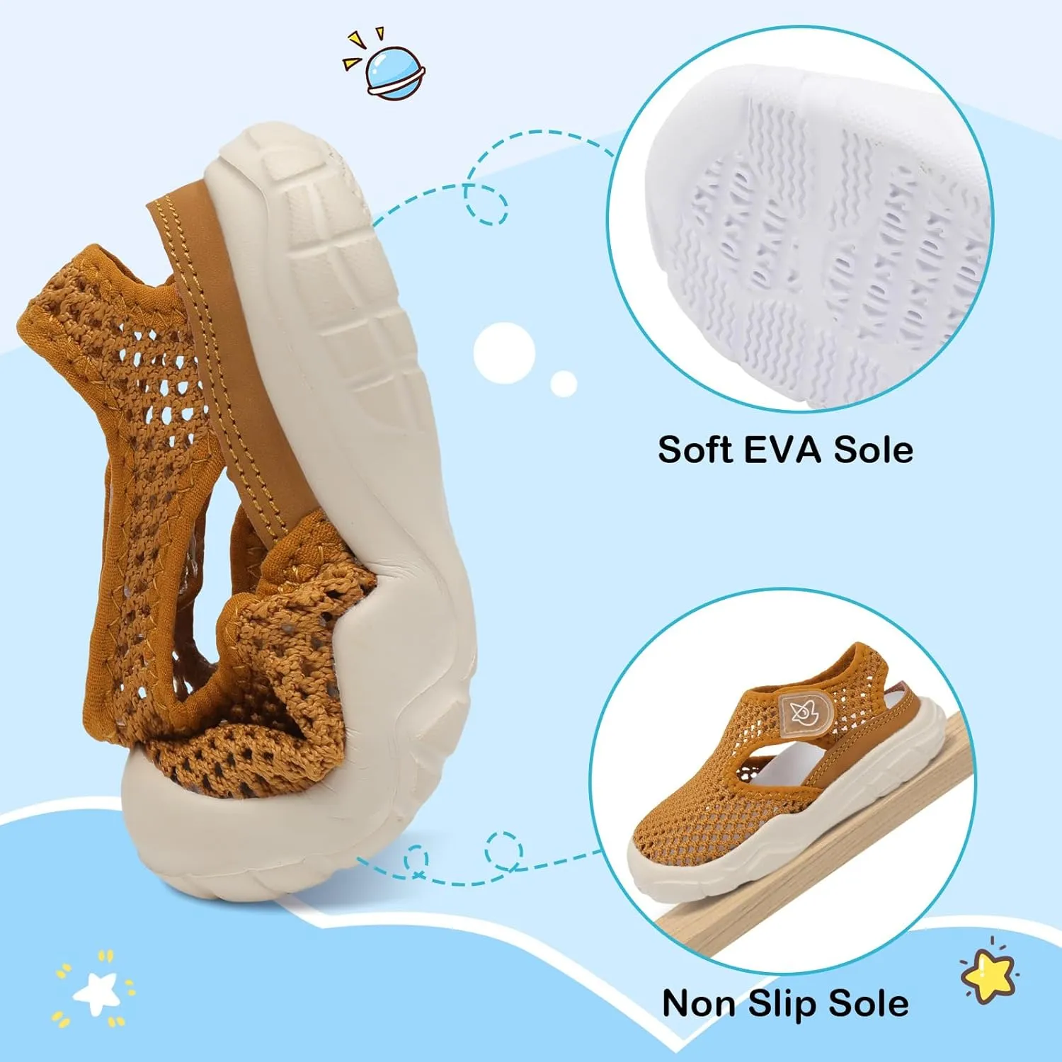 LeIsfIt Toddler Sandals Boys Girls Wide Sandals Kids Water Sandal Shoes Lightweight Barefoot Summer Shoes for Beach Swim