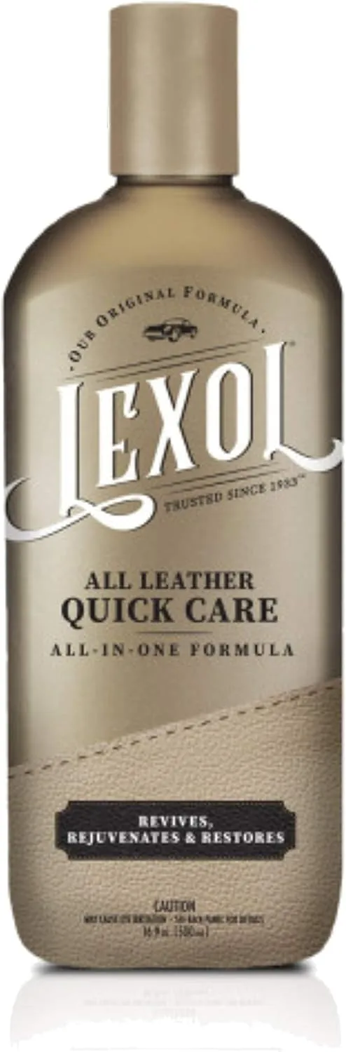 Lexol All Leather Quick Care All-in-One Leather Cleaner and Conditioner for Car Seats and Interiors, Couches and Furniture, Shoes and Boots, Bags and Jackets, Baseball Gloves and Saddles, 16.9 oz