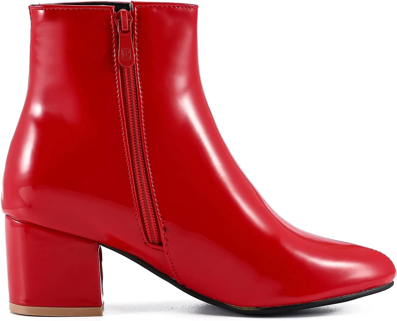 LIURUIJIA Womens Pointed Toe Ankle Boots Mid Chunky Heel Side Zipper Lined Fall Winter Fashion Boots
