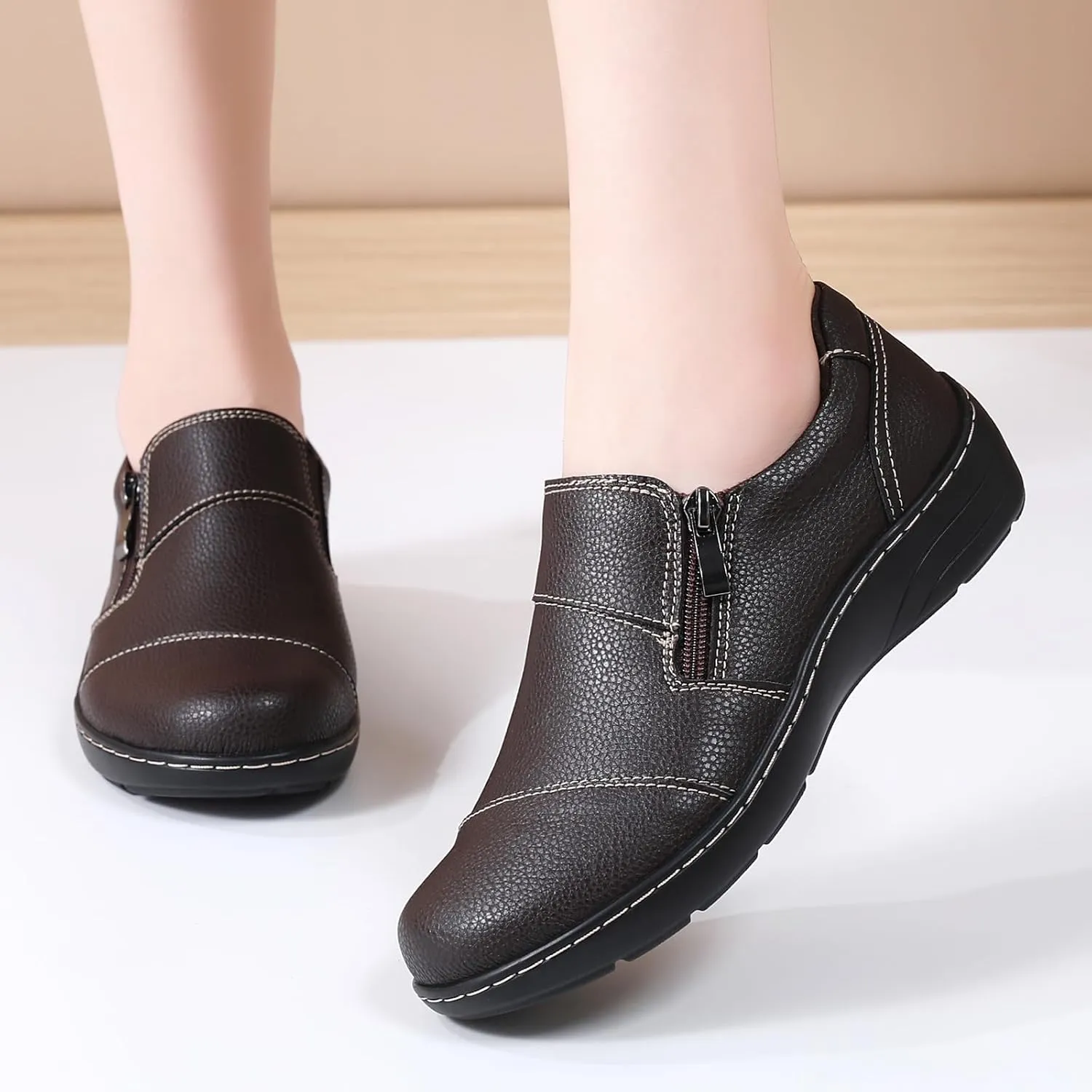 Loafers for Women Women's Loafers & Slip-Ons Zipper Walking Flats Casual Shoes Orthopedic Shoes Comfortable Dress Shoes Office Work Shoes