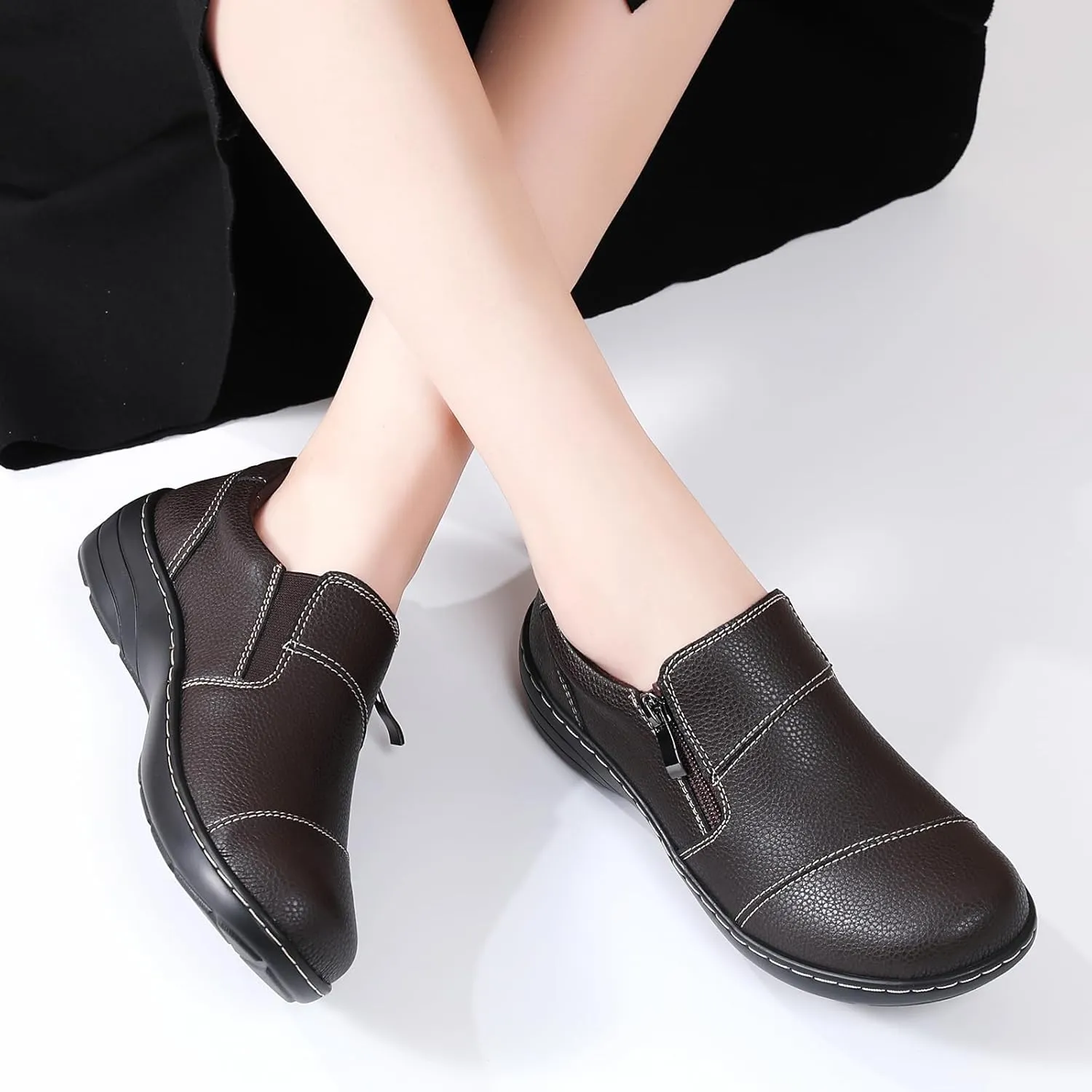 Loafers for Women Women's Loafers & Slip-Ons Zipper Walking Flats Casual Shoes Orthopedic Shoes Comfortable Dress Shoes Office Work Shoes