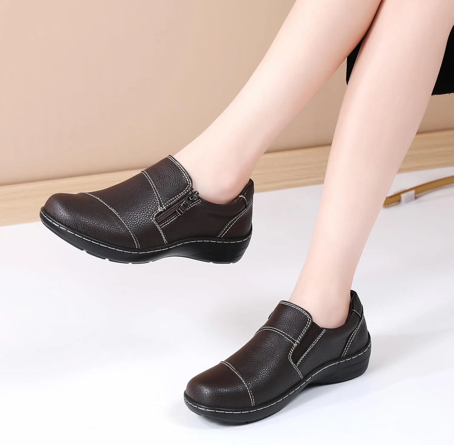 Loafers for Women Women's Loafers & Slip-Ons Zipper Walking Flats Casual Shoes Orthopedic Shoes Comfortable Dress Shoes Office Work Shoes