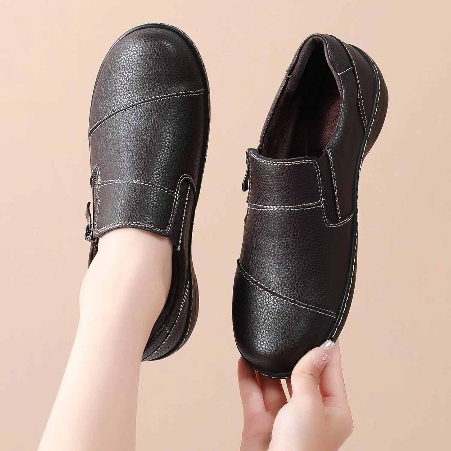 Loafers for Women Women's Loafers & Slip-Ons Zipper Walking Flats Casual Shoes Orthopedic Shoes Comfortable Dress Shoes Office Work Shoes