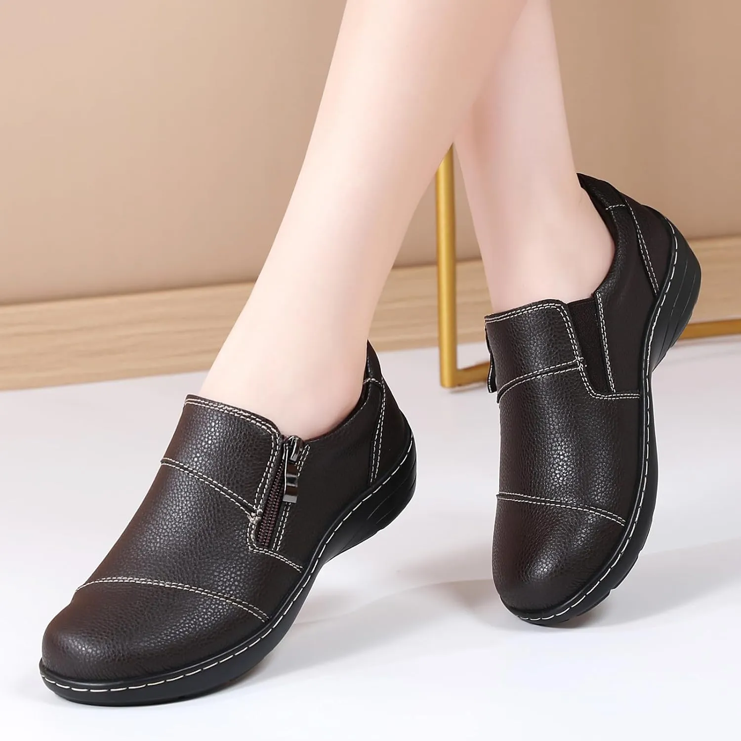 Loafers for Women Women's Loafers & Slip-Ons Zipper Walking Flats Casual Shoes Orthopedic Shoes Comfortable Dress Shoes Office Work Shoes