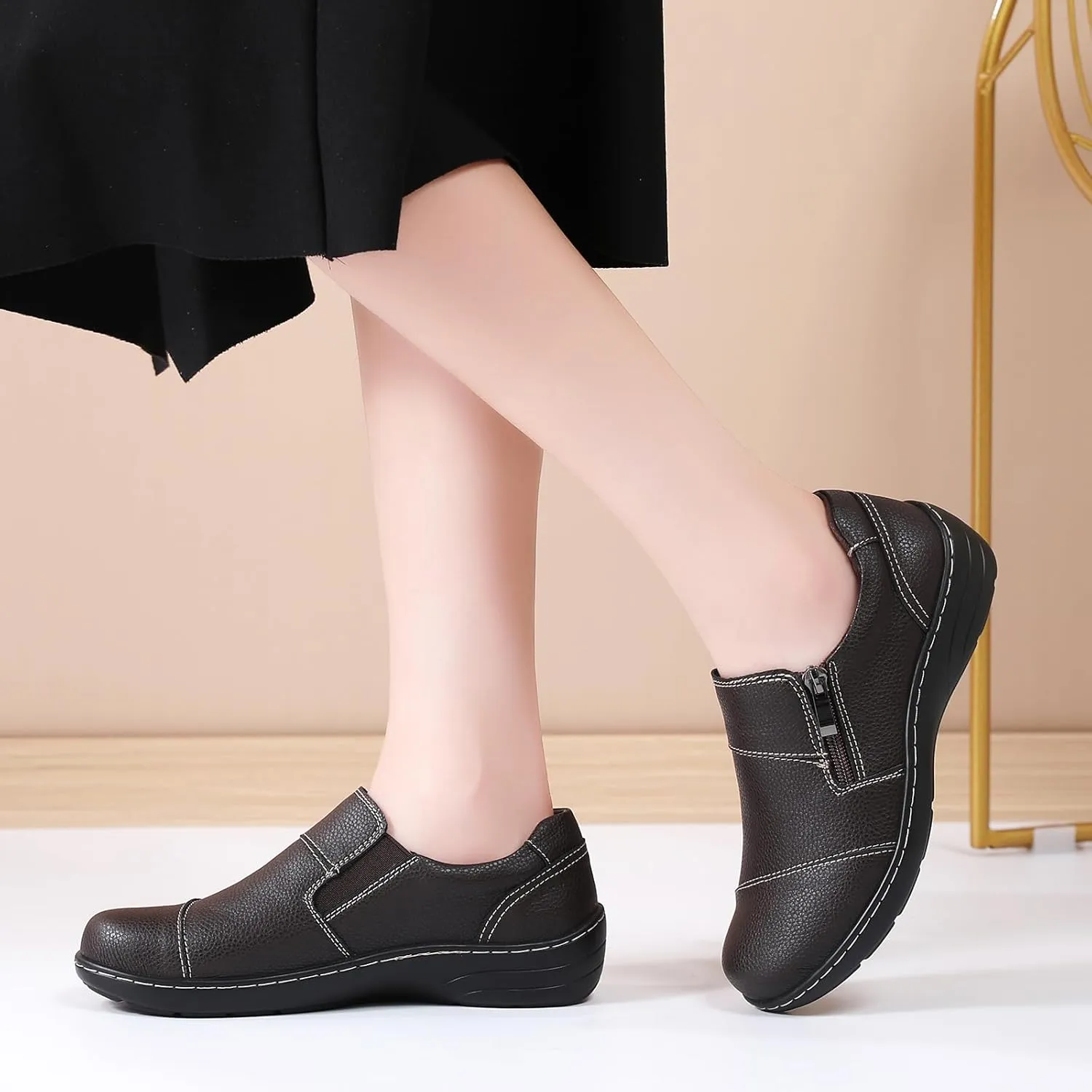 Loafers for Women Women's Loafers & Slip-Ons Zipper Walking Flats Casual Shoes Orthopedic Shoes Comfortable Dress Shoes Office Work Shoes