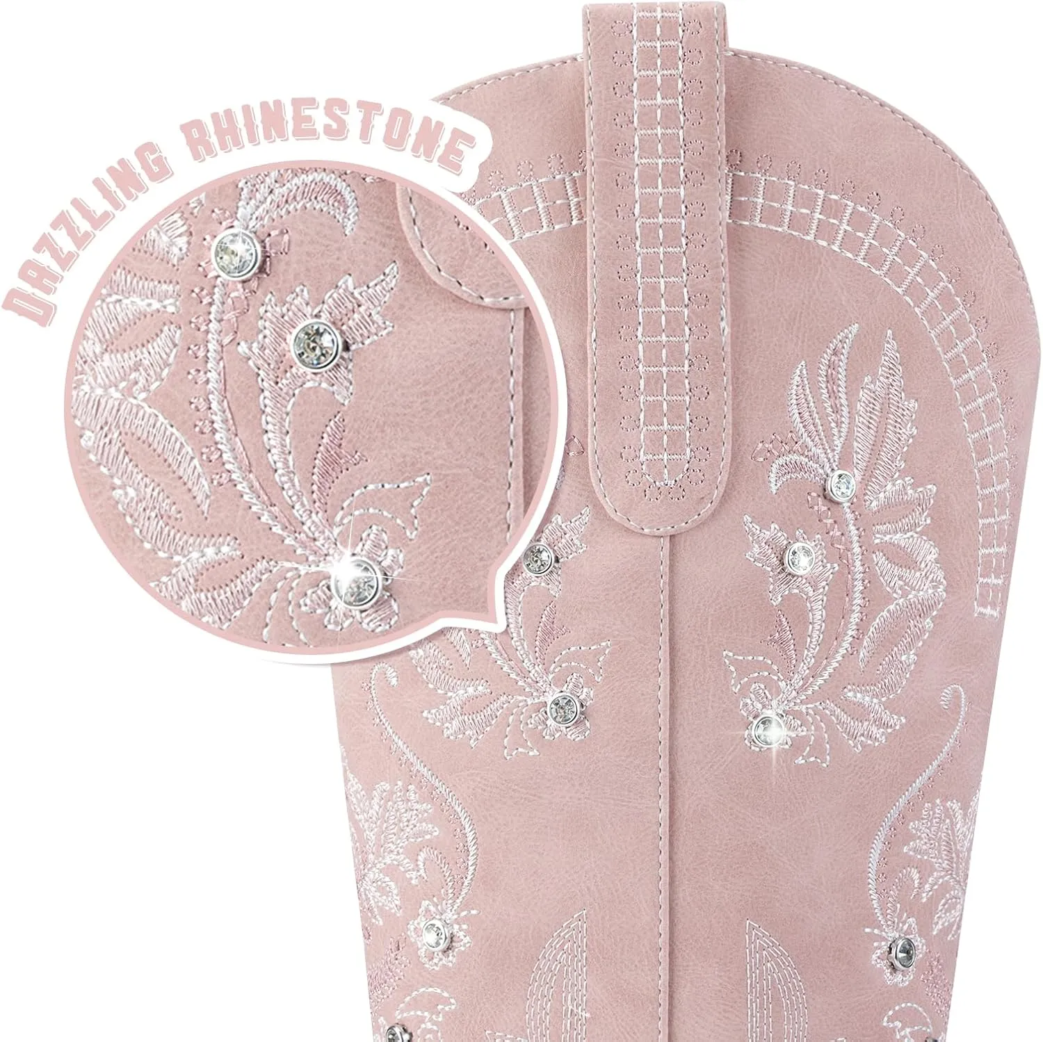 Lumeheel Cowboy Boots for Women - Knee High Western Cowgirl Boots, Sparkly Rhinestone Retro Country Boots with Classic Embroidered, Pointed Toe Chunky Heel Pull on Zipper Fashion Vintage Tall Boots