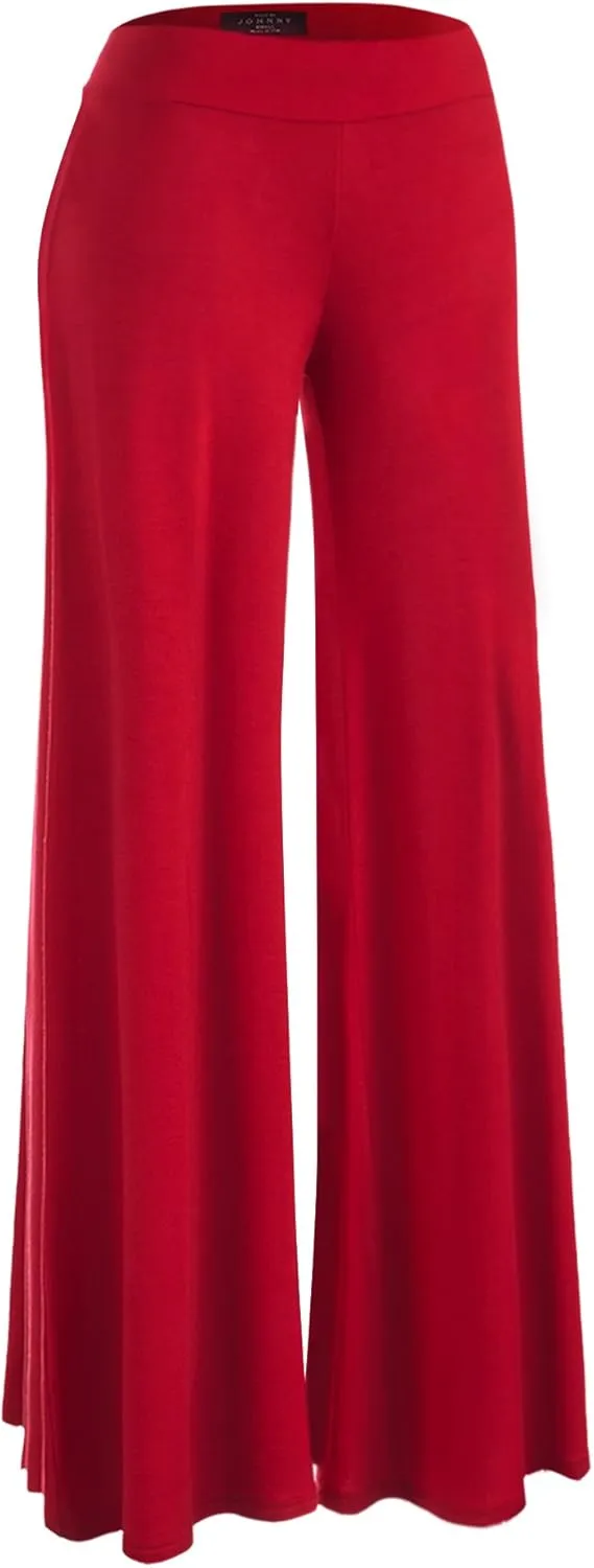 Made By Johnny Women's Solid Casual Comfy Stretchy Wide Leg Palazzo Lounge Pants