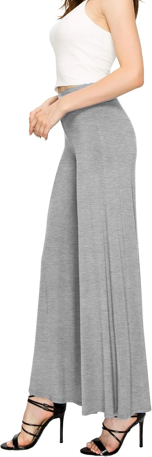 Made By Johnny Women's Solid Casual Comfy Stretchy Wide Leg Palazzo Lounge Pants