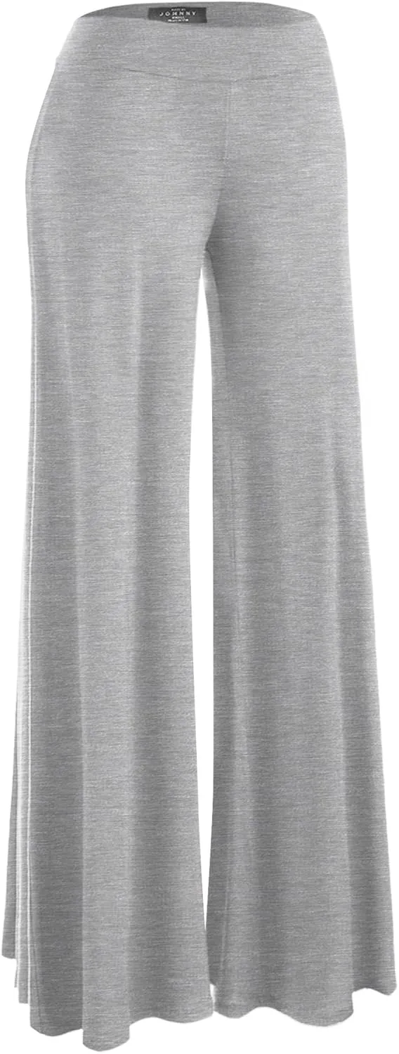 Made By Johnny Women's Solid Casual Comfy Stretchy Wide Leg Palazzo Lounge Pants