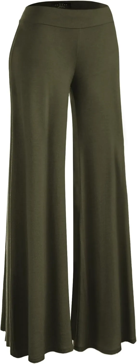 Made By Johnny Women's Solid Casual Comfy Stretchy Wide Leg Palazzo Lounge Pants