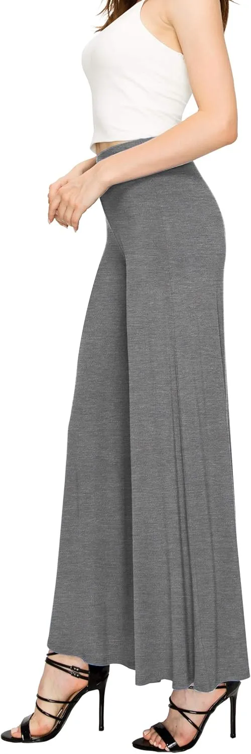 Made By Johnny Women's Solid Casual Comfy Stretchy Wide Leg Palazzo Lounge Pants