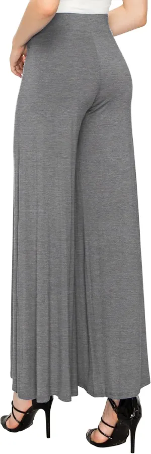 Made By Johnny Women's Solid Casual Comfy Stretchy Wide Leg Palazzo Lounge Pants