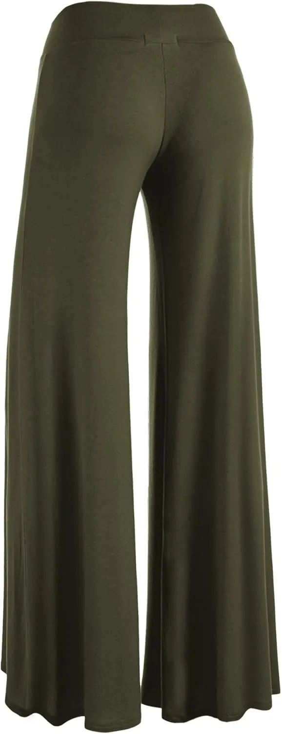 Made By Johnny Women's Solid Casual Comfy Stretchy Wide Leg Palazzo Lounge Pants
