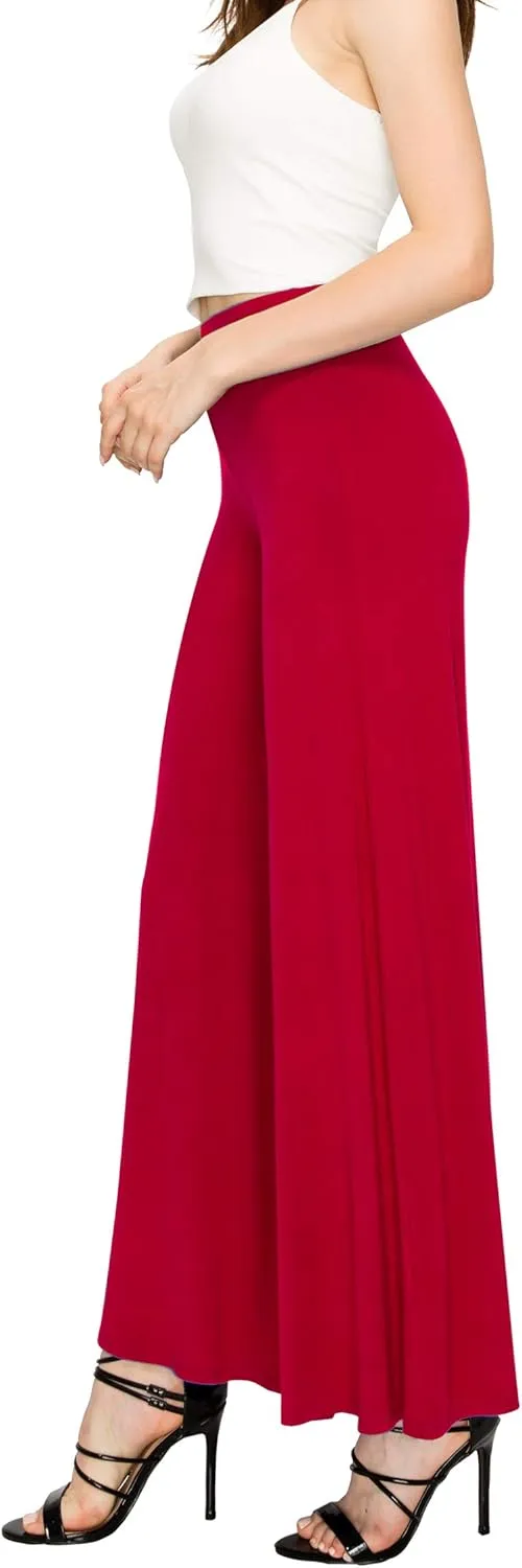 Made By Johnny Women's Solid Casual Comfy Stretchy Wide Leg Palazzo Lounge Pants
