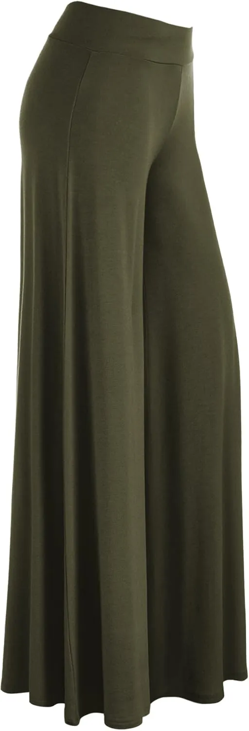 Made By Johnny Women's Solid Casual Comfy Stretchy Wide Leg Palazzo Lounge Pants