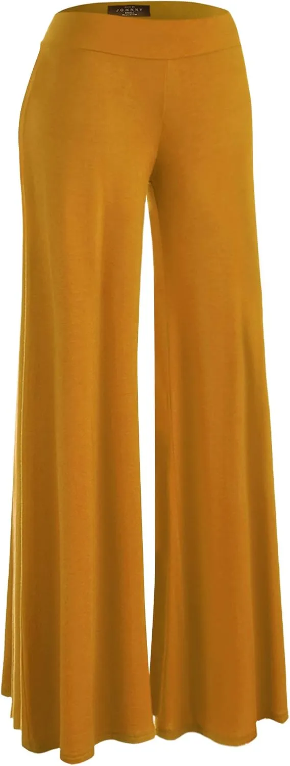 Made By Johnny Women's Solid Casual Comfy Stretchy Wide Leg Palazzo Lounge Pants