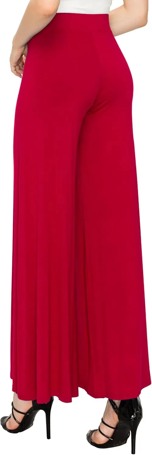 Made By Johnny Women's Solid Casual Comfy Stretchy Wide Leg Palazzo Lounge Pants