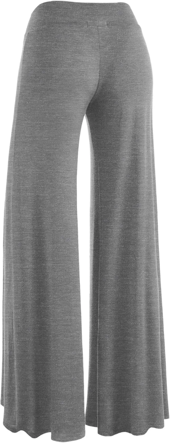 Made By Johnny Women's Solid Casual Comfy Stretchy Wide Leg Palazzo Lounge Pants
