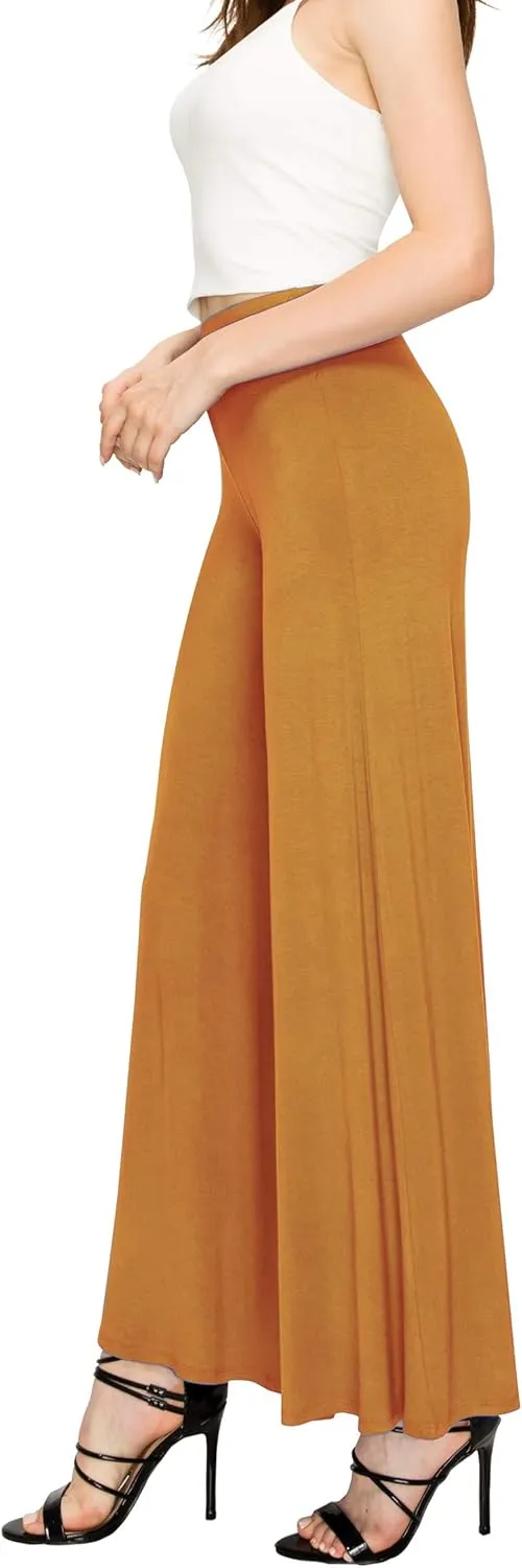 Made By Johnny Women's Solid Casual Comfy Stretchy Wide Leg Palazzo Lounge Pants
