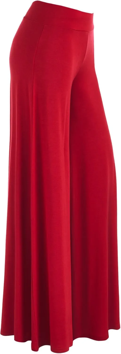Made By Johnny Women's Solid Casual Comfy Stretchy Wide Leg Palazzo Lounge Pants